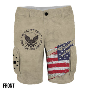 In God We Trust - Personalized Bald Eagle Cargo Shorts With Belt
