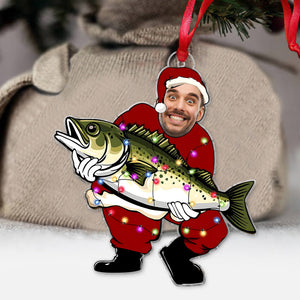 Funny Santa Fisherman - Personalized Fishing Ornament