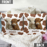 Adorable Highland Cows - Personalized Highland Cow Throw Pillow