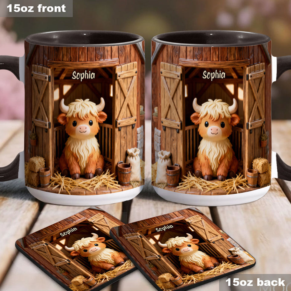 Cute Cow - Personalized Highland Cow Accent Mug