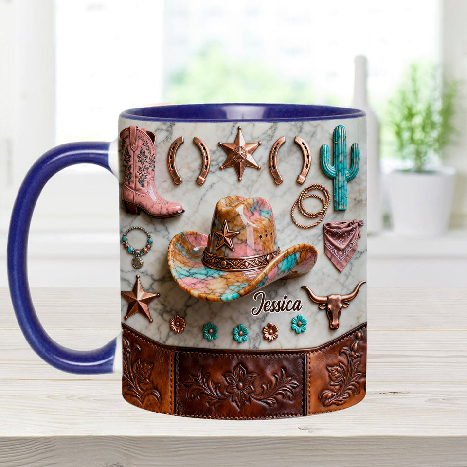 Strong Cowgirl - Personalized Cowgirl Accent Mug & Coaster