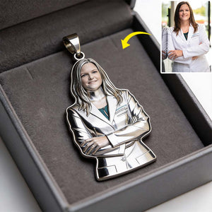 Nurse, Doctor,....Any Job - Any Photo - Personalized Nurse Shaped Metal Pendant Necklace