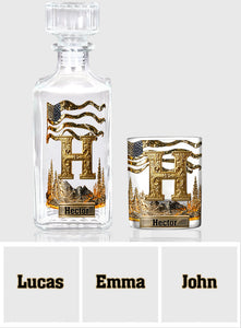 Alphabet Initial For Whiskey, Bourbon... Lovers - Personalized Whisky Whiskey Decanter Set