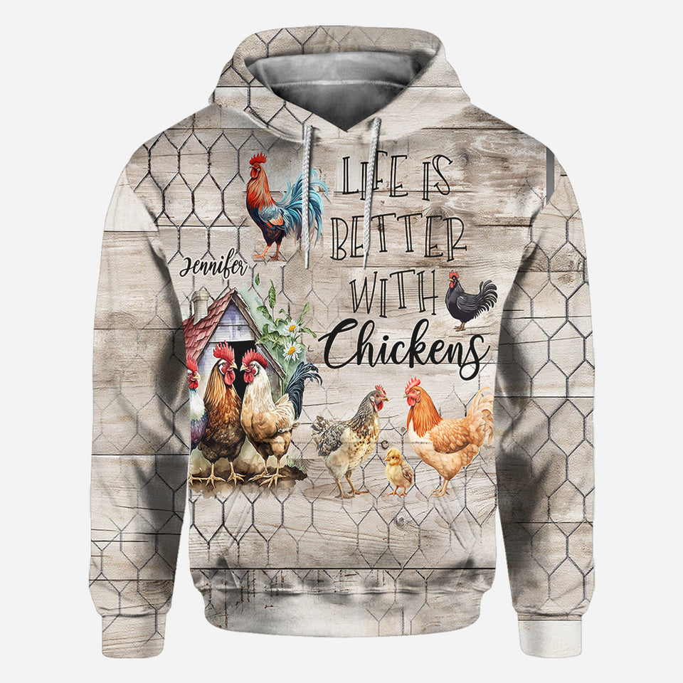 Life Is Better With Chickens - Personalized Chicken All Over Shirt