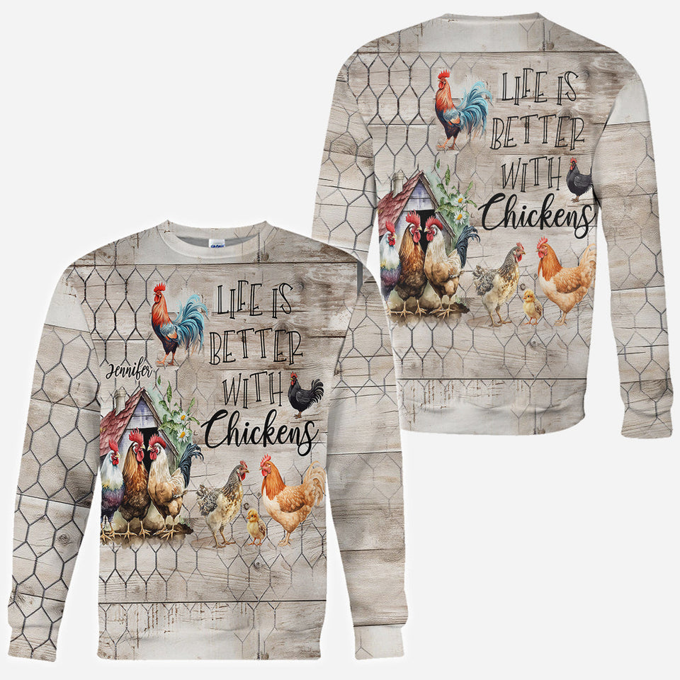 Life Is Better With Chickens - Personalized Chicken All Over Shirt
