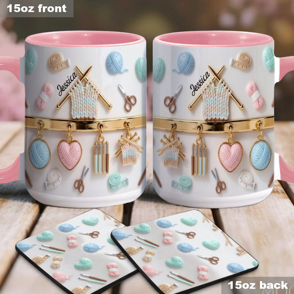 Love Crocheting / Knitting - Personalized Crocheting Accent Mug & Coaster