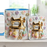 Perfect Gift For Sewing Lovers - Personalized Sewing Accent Mug & Coaster
