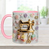 Perfect Gift For Sewing Lovers - Personalized Sewing Accent Mug & Coaster