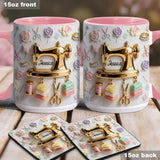 Perfect Gift For Sewing Lovers - Personalized Sewing Accent Mug & Coaster