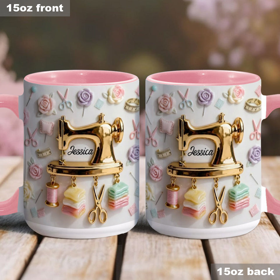 Perfect Gift For Sewing Lovers - Personalized Sewing Accent Mug & Coaster