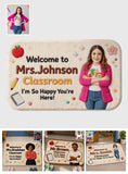 So Happy You're Here - Personalized Teacher Non-Slip Tufted Rug