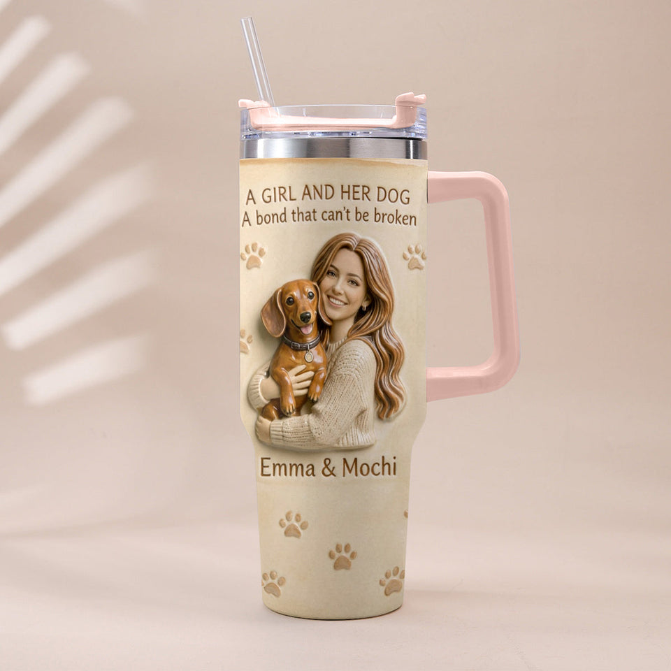 Always By My Side - Personalized Dog Tumbler With Plush Charm