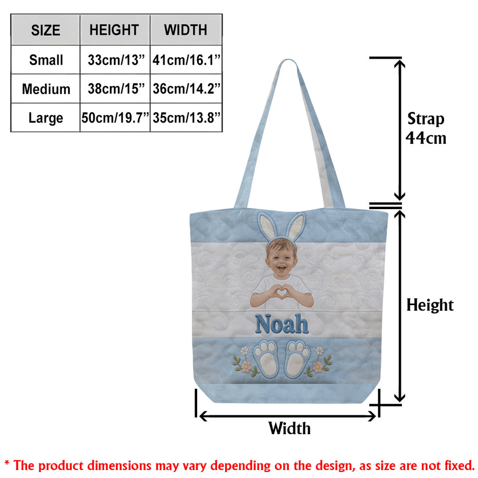 Kids Easter Bunny - Personalized Kid Quilted Tote Bag