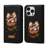 Glitter Football - Personalized Football Wallet Phone Case With Strap