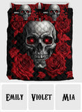 Skull and Roses - Personalized Skull Quilt Set