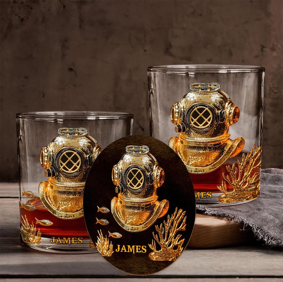 Scuba Diving Lovers Gift - Personalized Scuba Diving Whiskey Glass