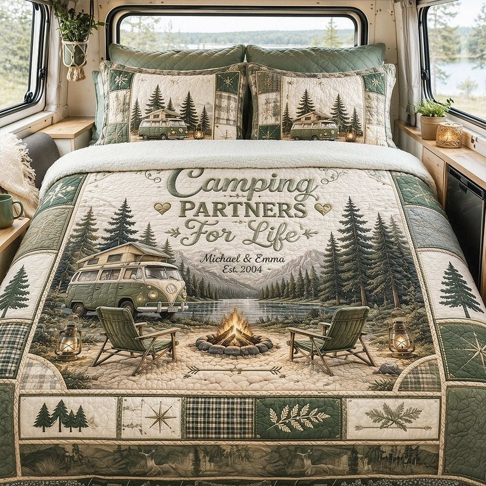 Camping Partners For Life - Personalized Camping Quilt Set