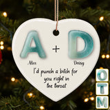 Christmas Congrats On Being My Bestie - Personalized Bestie Ceramic Heart Ornament