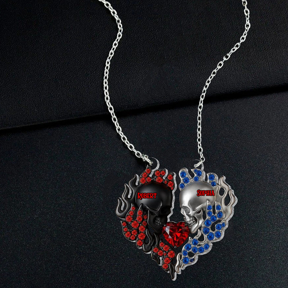 You & Me We Got This - Personalized Skull Custom Shaped Pendant Necklace