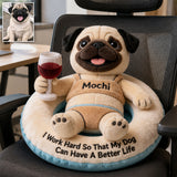 Working Hard - Personalized Dog Premium Faux Fur Pillow