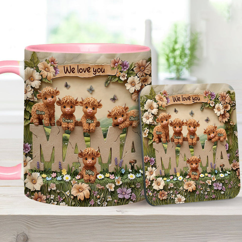 Cute Highland Cow Mama - Personalized Mother Accent Mug