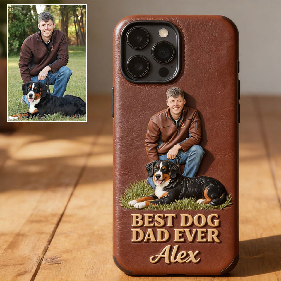 Together Always Case - Personalized Grandpa 3D Embossed Leather Phone Case