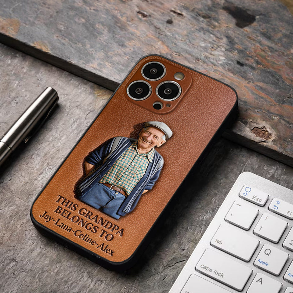 Together Always Case - Personalized Grandpa 3D Embossed Leather Phone Case