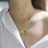 Cute Foral Elephant Mom & Child Necklace - Personalized Mother Matching Pendant Necklace
