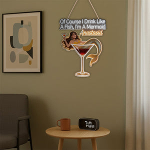 Tipsy Mermaid - Personalized Cocktail LED Light Acrylic Sign