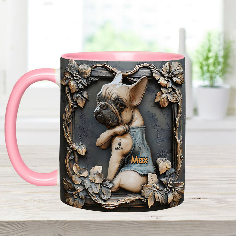 I love Mom - Personalized Dog Accent Mug