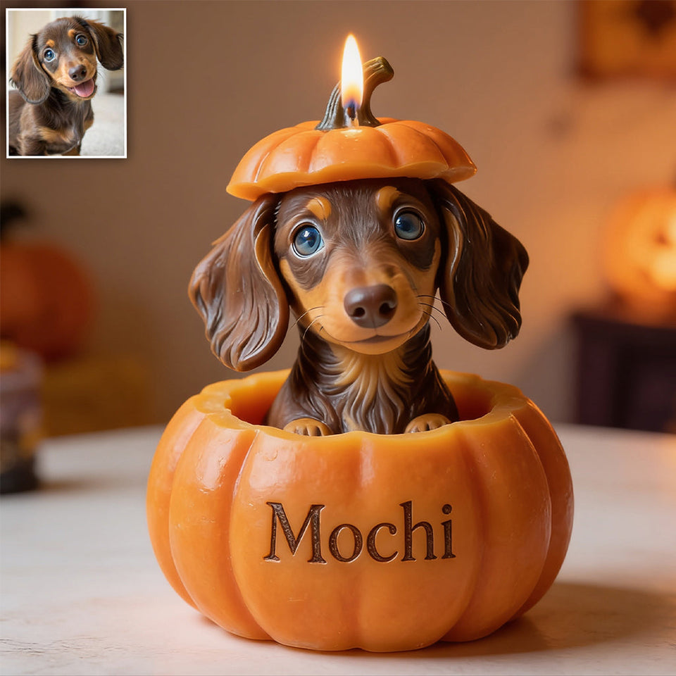 Boo Buddy Pumpkin - Personalized Dog Custom Shape Wooden Candle Holder