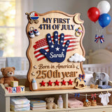 Born In America's 250th Year - Personalized Baby Shower 2 Layered Wood Sign / Wood Plaque