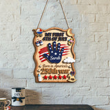Born In America's 250th Year - Personalized Baby Shower 2 Layered Wood Sign / Wood Plaque