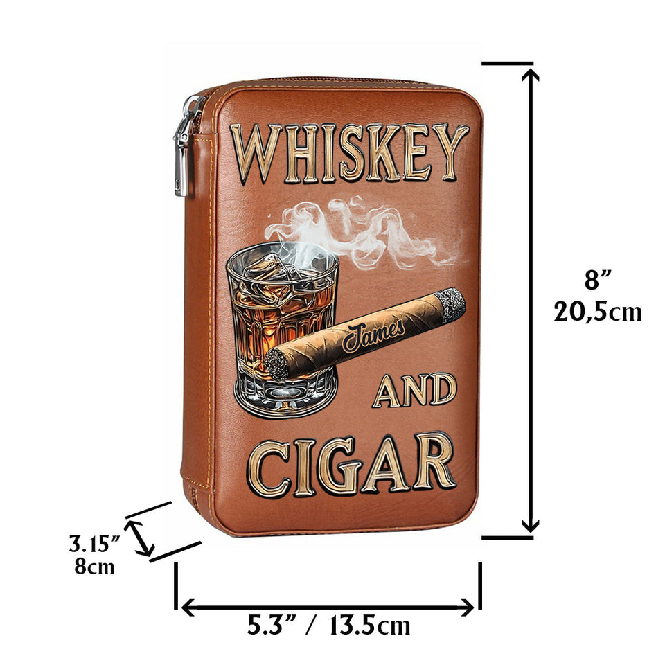 Whiskey And Cigar - Personalized Whisky Travel Cigar Humidor Case