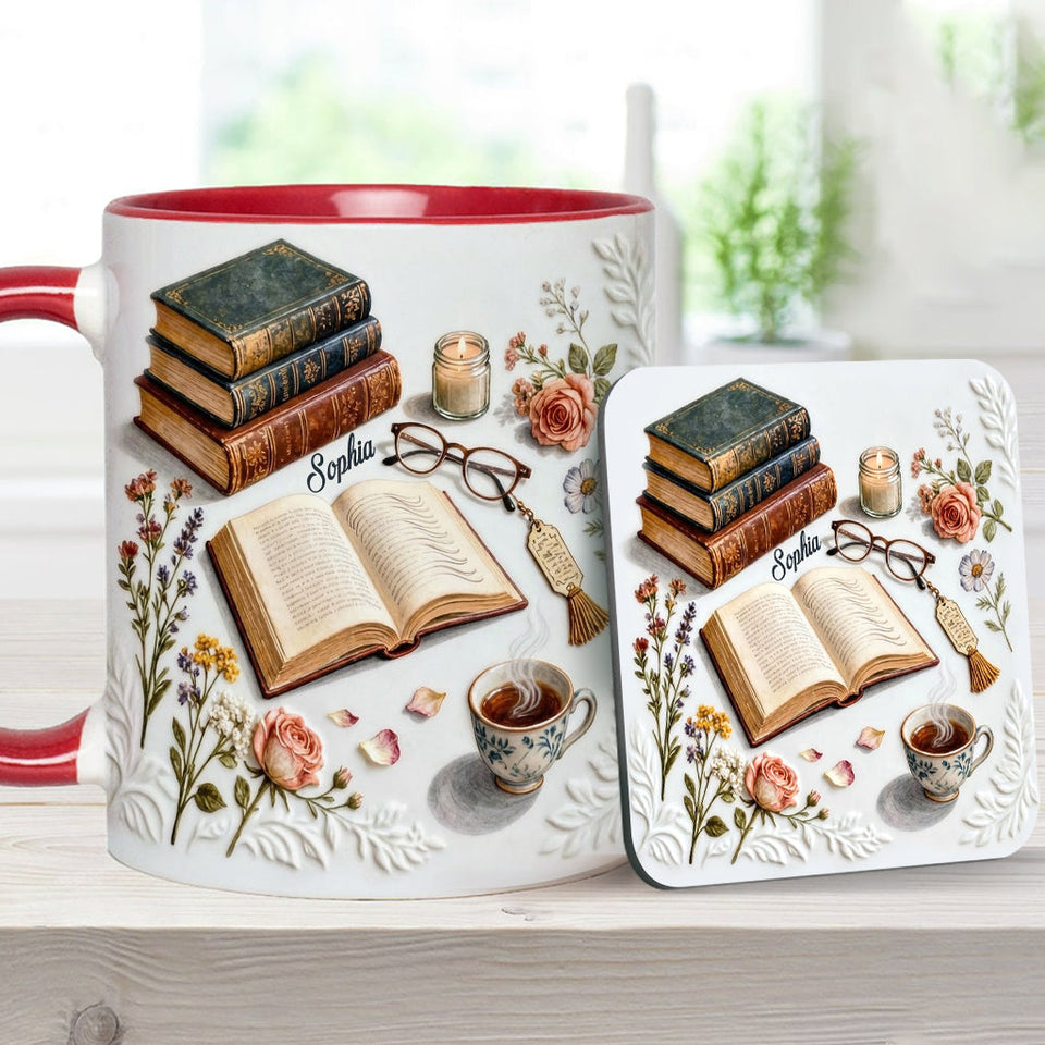 Just A Girl Who Loves Books - Personalized Book Accent Mug & Coaster