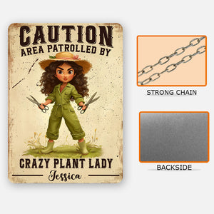 Crazy Plant Lady - Personalized Gardening Rectangle Metal Sign