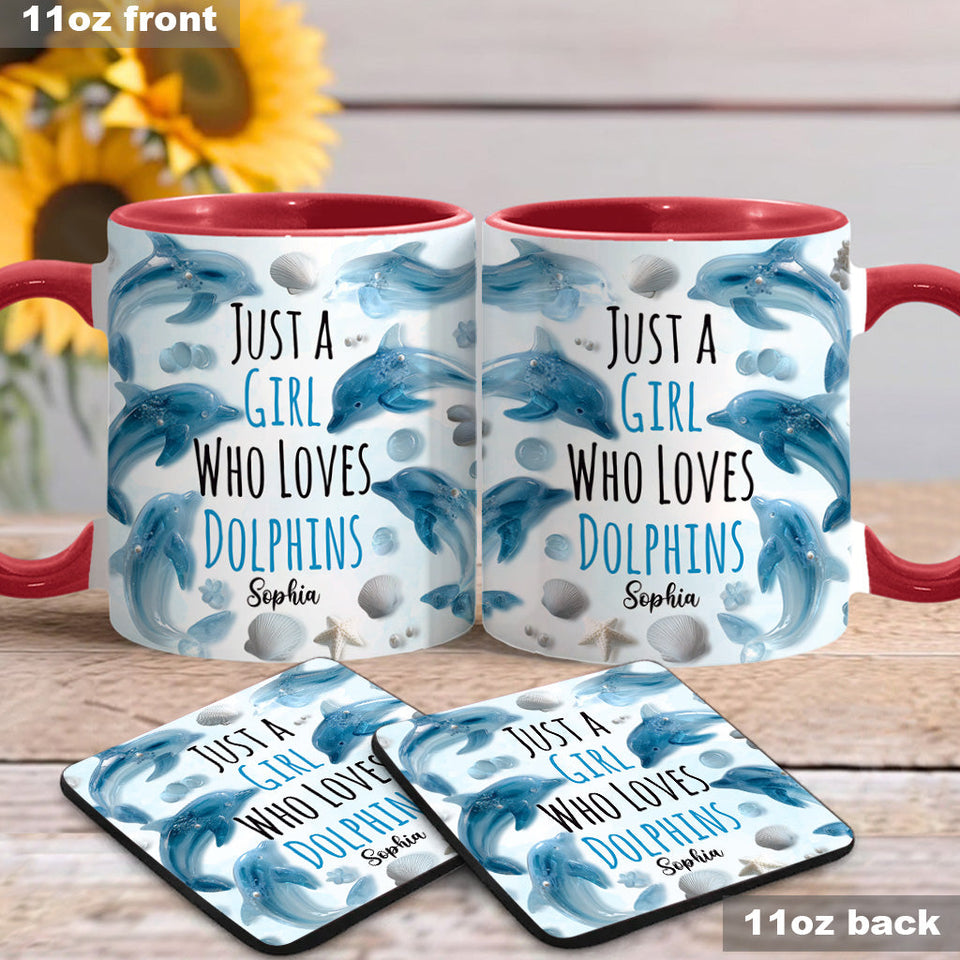 Just A Girl Who Loves Dolphins - Personalized Dolphin Accent Mug