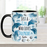 Just A Girl Who Loves Dolphins - Personalized Dolphin Accent Mug
