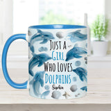 Just A Girl Who Loves Dolphins - Personalized Dolphin Accent Mug