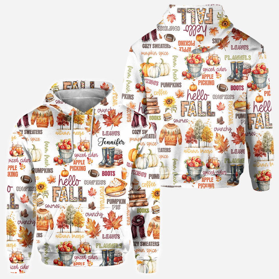 Hello Fall - Personalized Autumn All Over Shirt