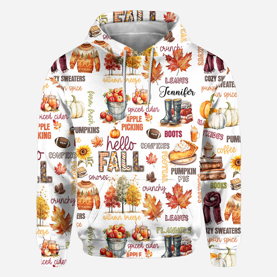 Hello Fall - Personalized Autumn All Over Shirt