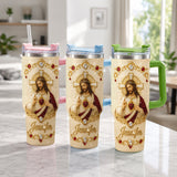 God Bless You - Personalized Christian Rhinestone Tumbler With Handle