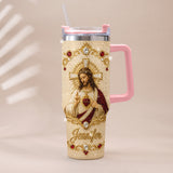 God Bless You - Personalized Christian Rhinestone Tumbler With Handle