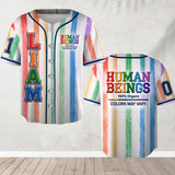 Human Beings Rainbow - Personalized LGBT Support Baseball Jersey
