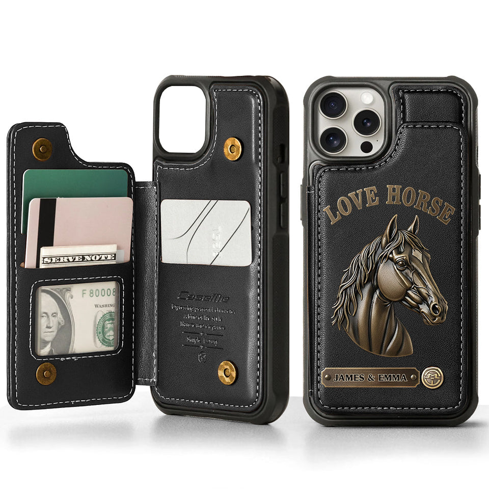 Love Horse - Personalized Horse Wallet Phone Case