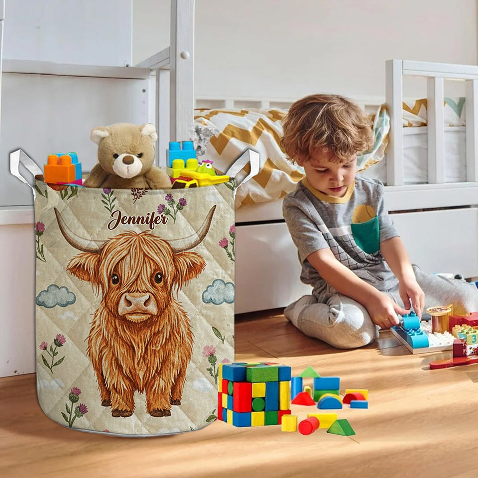 Cute Highland Cow - Personalized Highland Cow Storage Basket