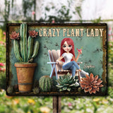 Crazy Plant Lady - Personalized Gardening Rectangle Metal Sign