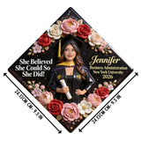She Believed She Could So She Did! - Personalized Graduation Cap Topper