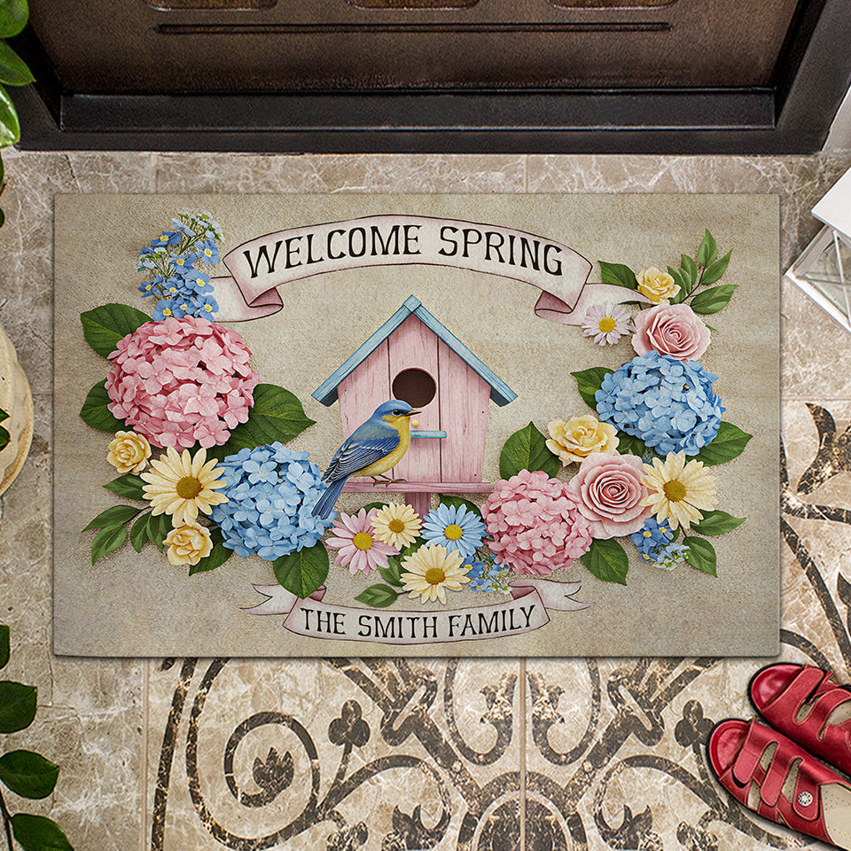 Welcome Spring - Personalized Family Doormat