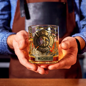 Strong Firefighter - Personalized Firefighter Whiskey Glass